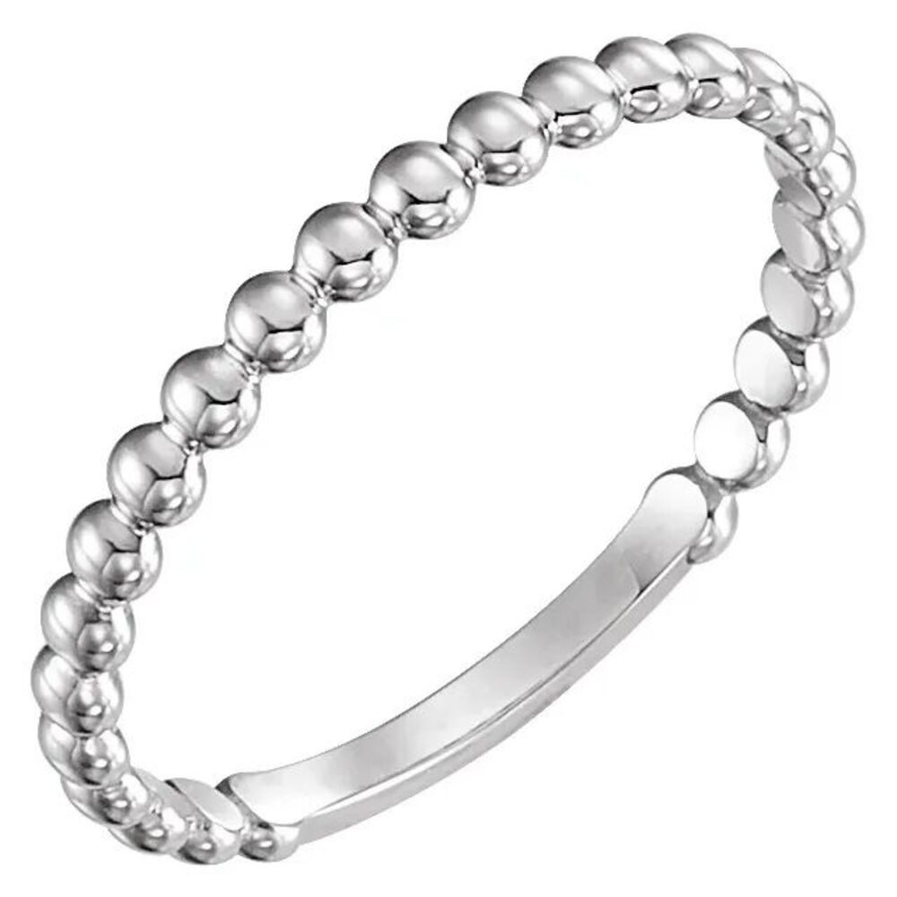14k White Gold Stackable Bead Ring For Anniversar… - image 3